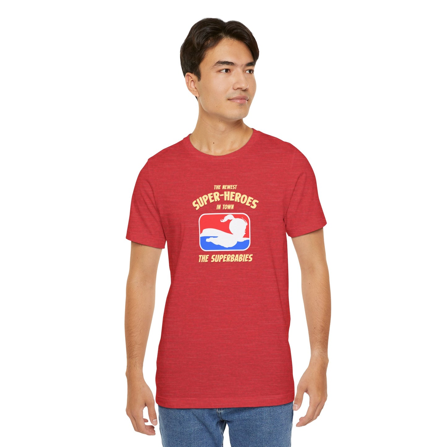 RED/WHITE/BLUE - The Superbabies by ICONIC EARTH STUDIOS - Adult Unisex Jersey Short Sleeve Tee (USA)