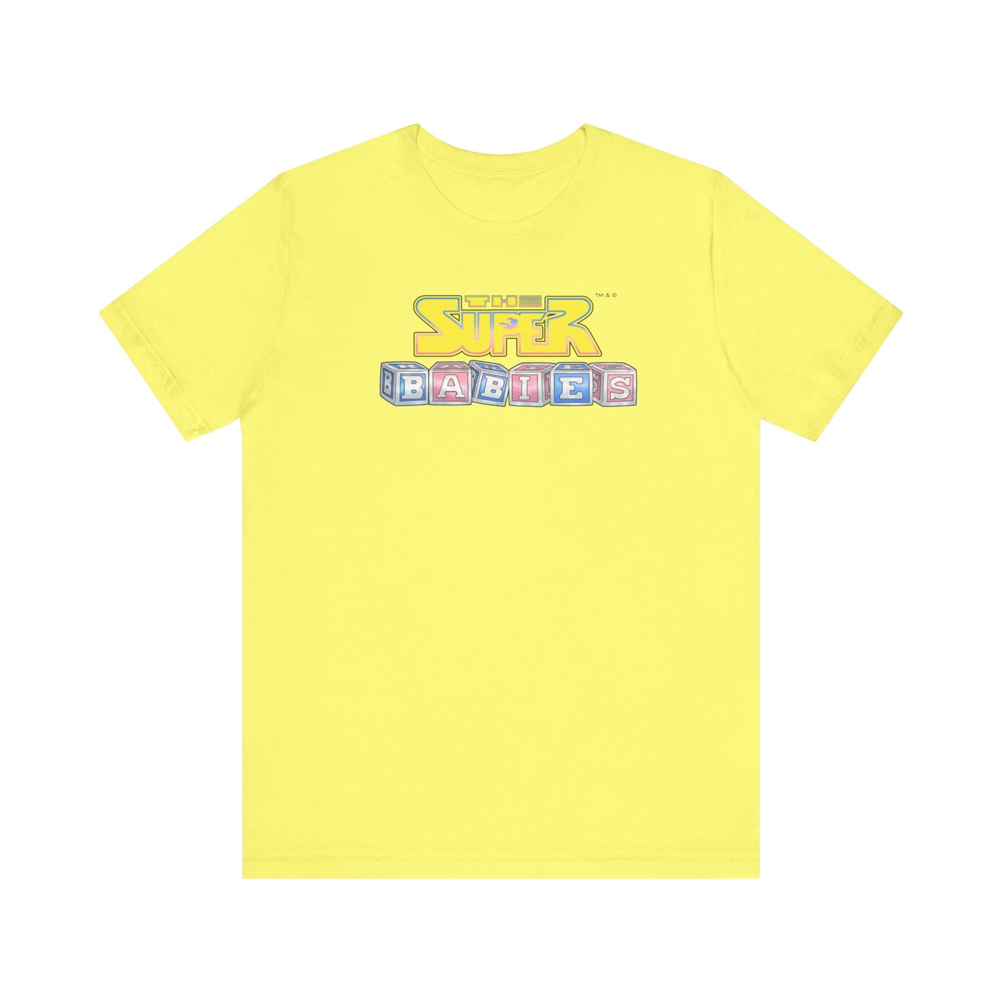 THE SUPERBABIES (YELLOW/PINK/BLUE) - ICONIC EARTH STUDIOS Adult Unisex Jersey Short Sleeve Tee (USA)