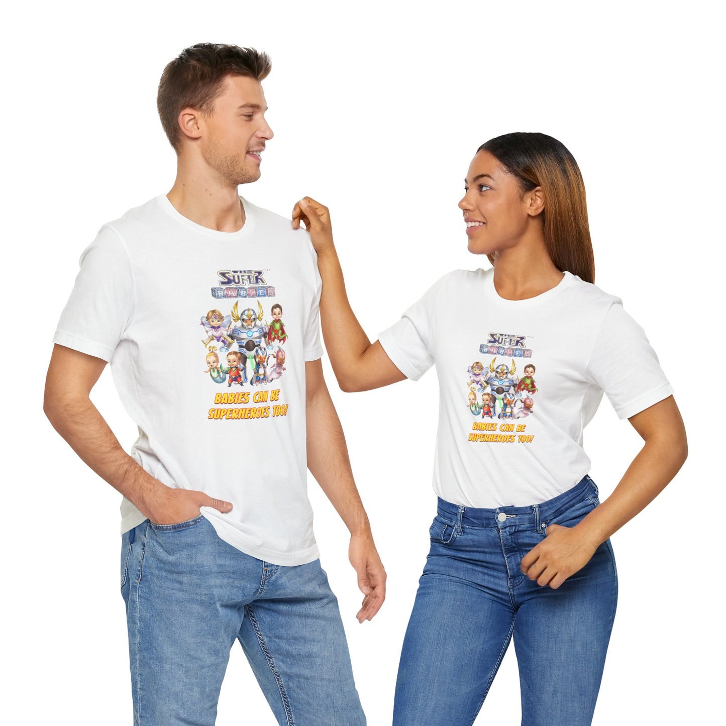 BABIES can be SUPER HEROES TOO! - The Superbabies by ICONIC EARTH STUDIOS - Adult Unisex Jersey Short Sleeve Tee (USA)