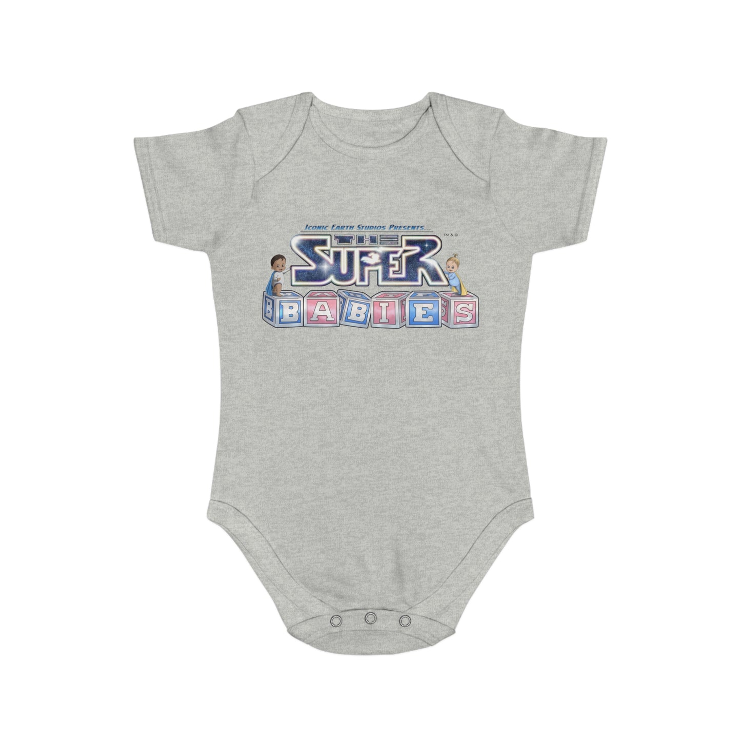 (UK) ICONIC EARTH STUDIOS PRESENTS: The Superbabies - Short Sleeve Baby Bodysuit