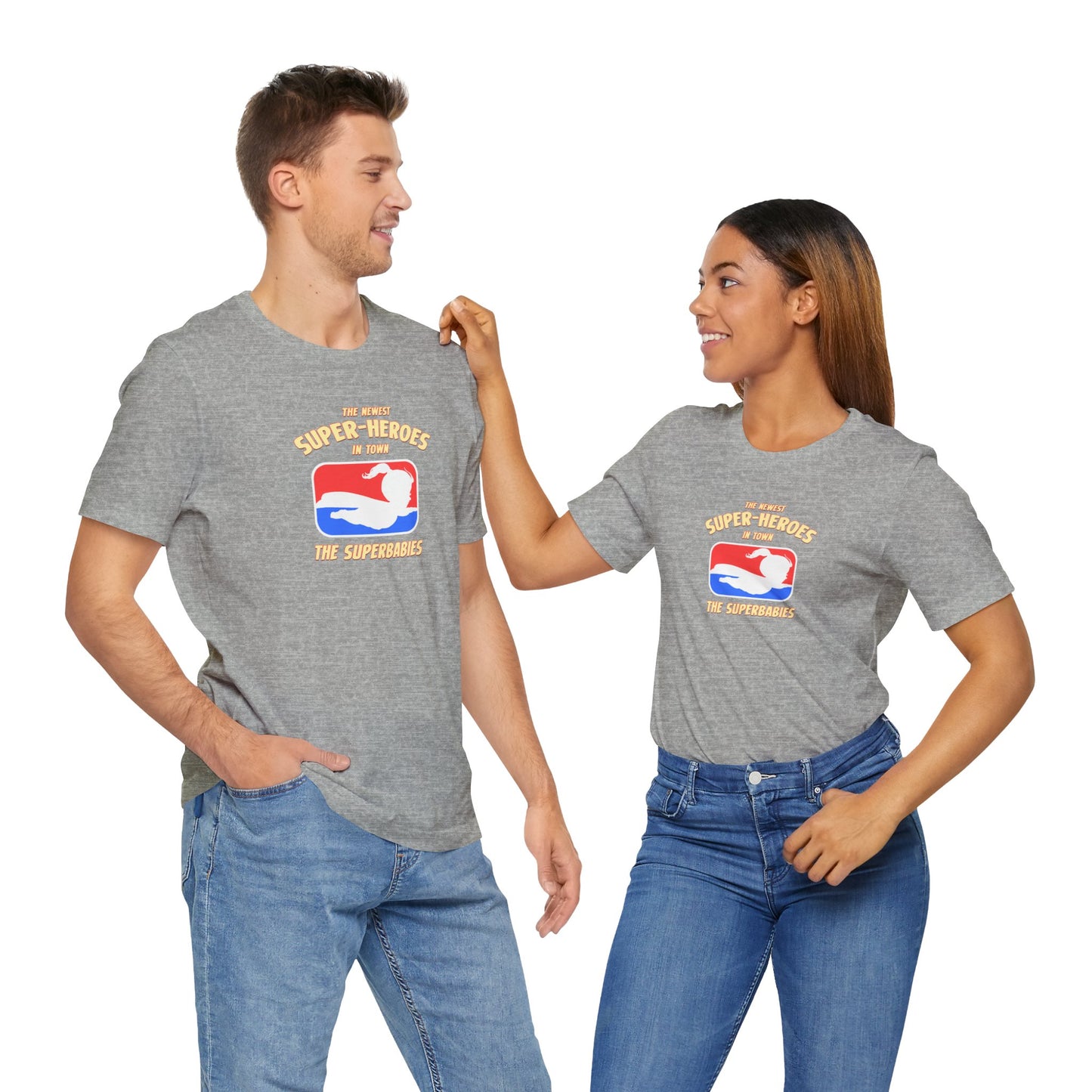 RED/WHITE/BLUE - The Superbabies by ICONIC EARTH STUDIOS - Adult Unisex Jersey Short Sleeve Tee (USA)