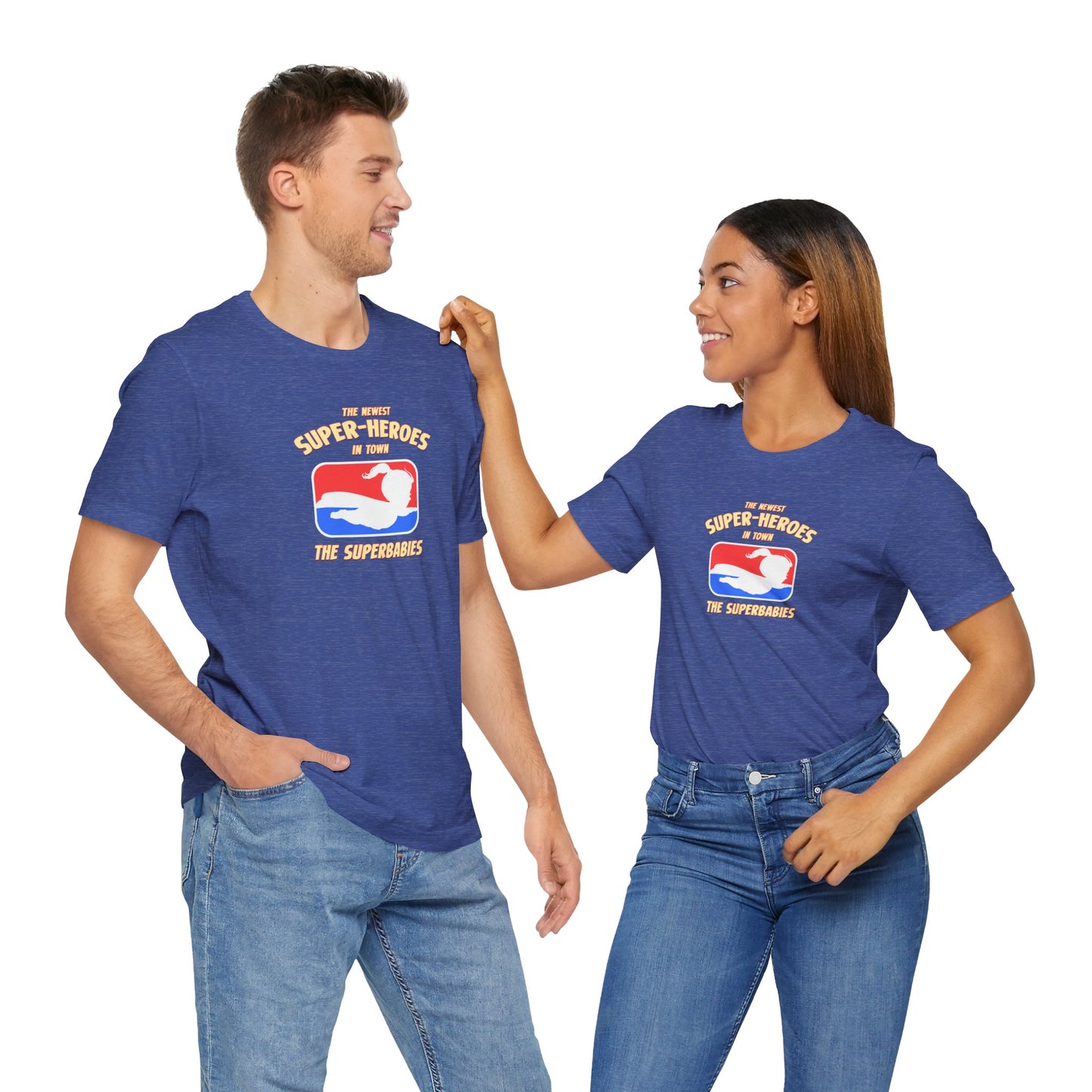 RED/WHITE/BLUE - The Superbabies by ICONIC EARTH STUDIOS - Adult Unisex Jersey Short Sleeve Tee (USA)