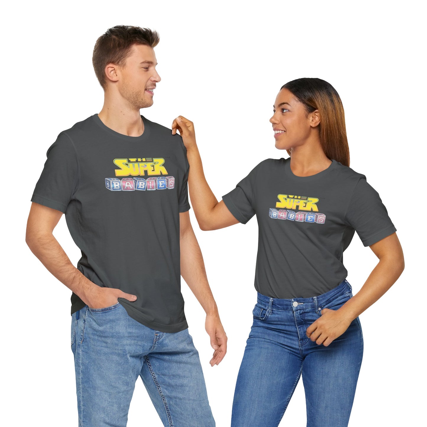 THE SUPERBABIES (YELLOW/PINK/BLUE) - ICONIC EARTH STUDIOS Adult Unisex Jersey Short Sleeve Tee (USA)