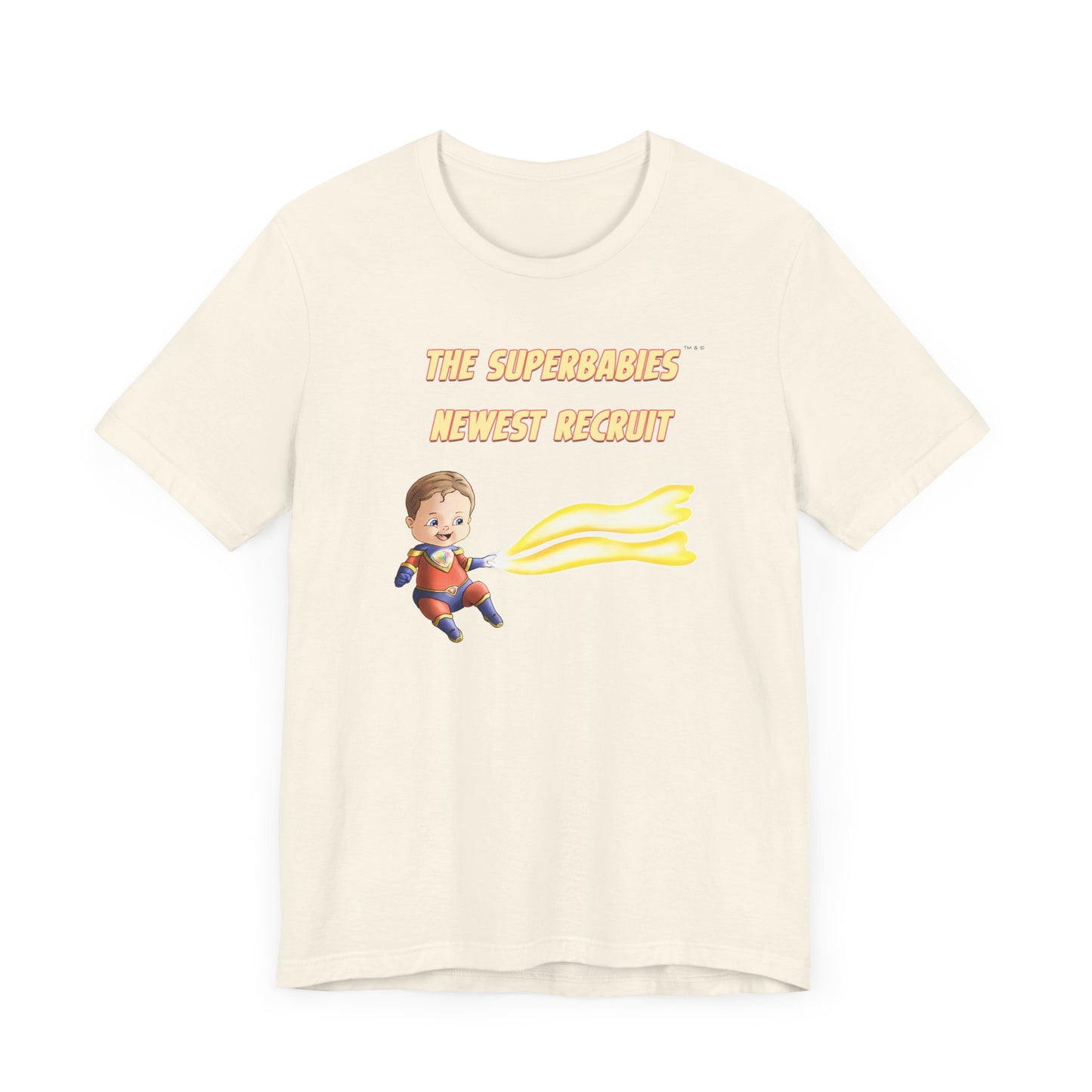 SUPERBABIES NEWEST RECRUIT (Sketchy)- ICONIC EARTH STUDIOS Adult Unisex Jersey . Short Sleeve Tee (USA)