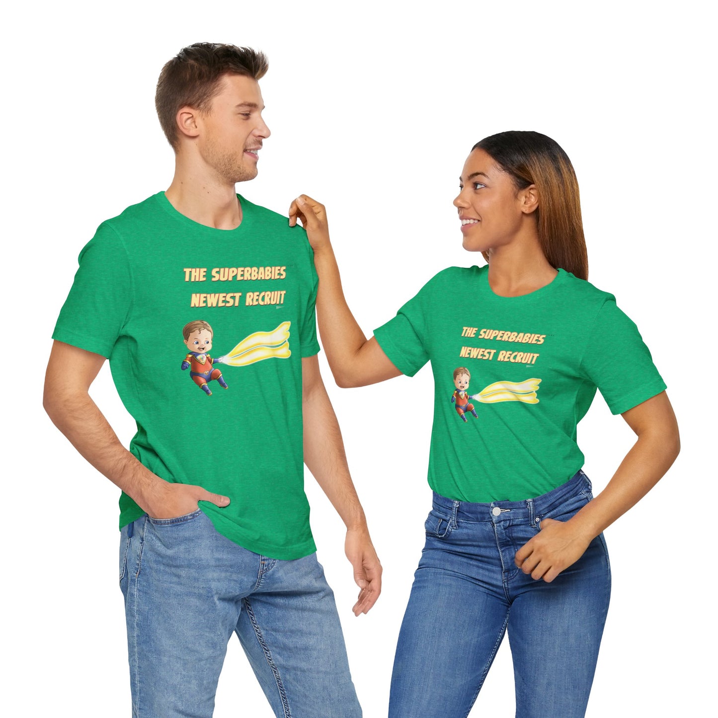 SUPERBABIES NEWEST RECRUIT (Sketchy)- ICONIC EARTH STUDIOS Adult Unisex Jersey . Short Sleeve Tee (USA)