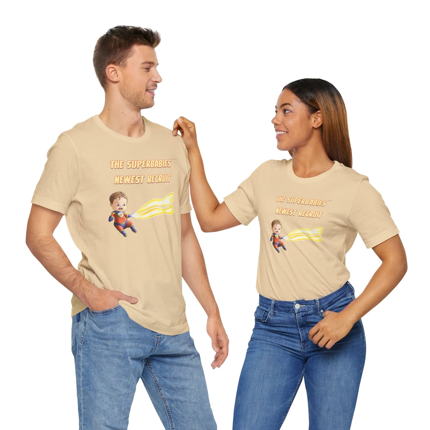 SUPERBABIES NEWEST RECRUIT (Sketchy)- ICONIC EARTH STUDIOS Adult Unisex Jersey . Short Sleeve Tee (USA)