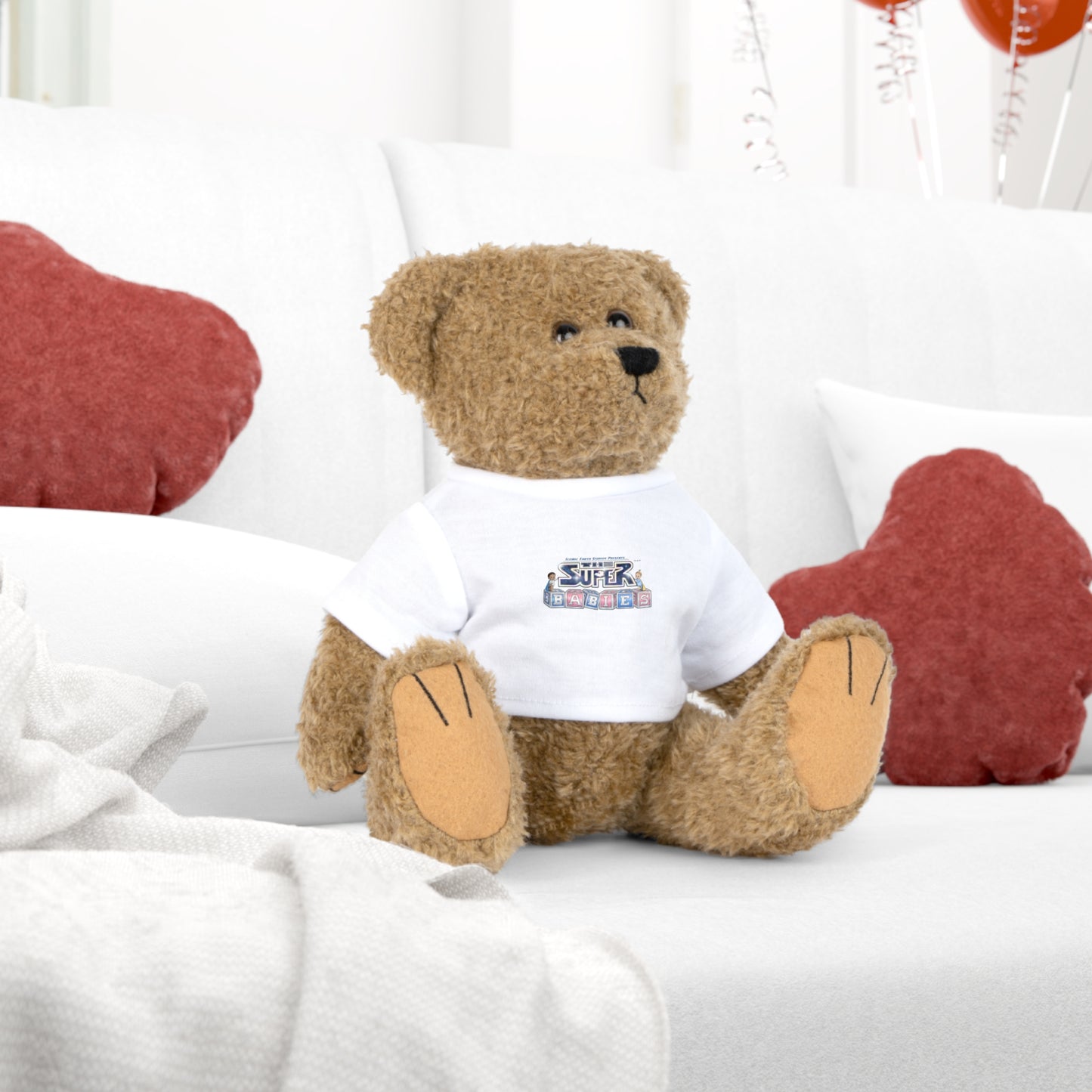 ICONIC EARTH STUDIOS PRESENTS: The Superbabies Plush Toy wearing mini T-Shirt