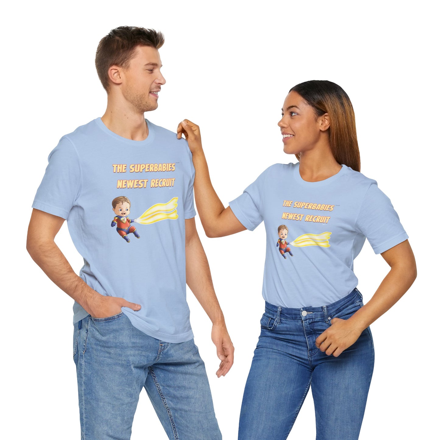 SUPERBABIES NEWEST RECRUIT (Sketchy)- ICONIC EARTH STUDIOS Adult Unisex Jersey . Short Sleeve Tee (USA)