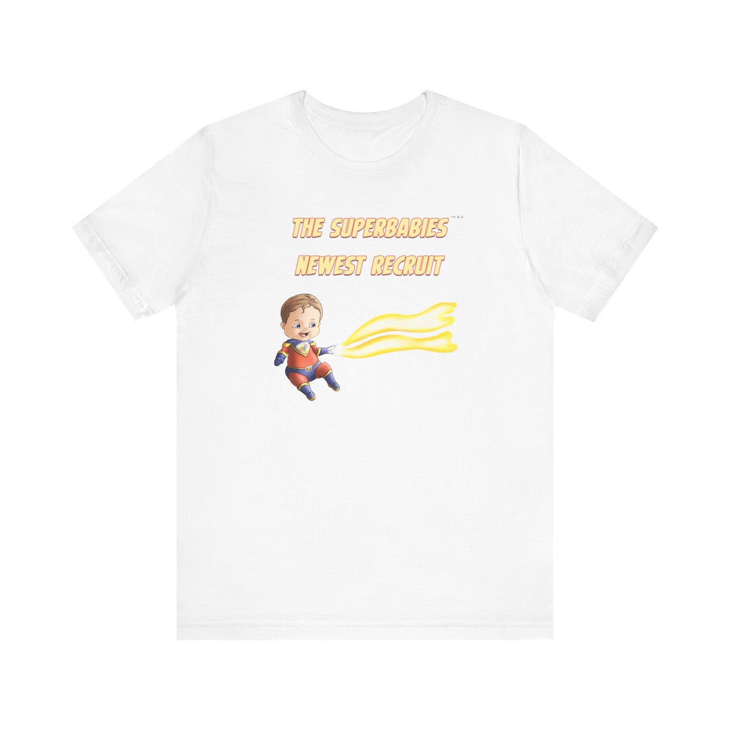 SUPERBABIES NEWEST RECRUIT (Sketchy)- ICONIC EARTH STUDIOS Adult Unisex Jersey . Short Sleeve Tee (USA)