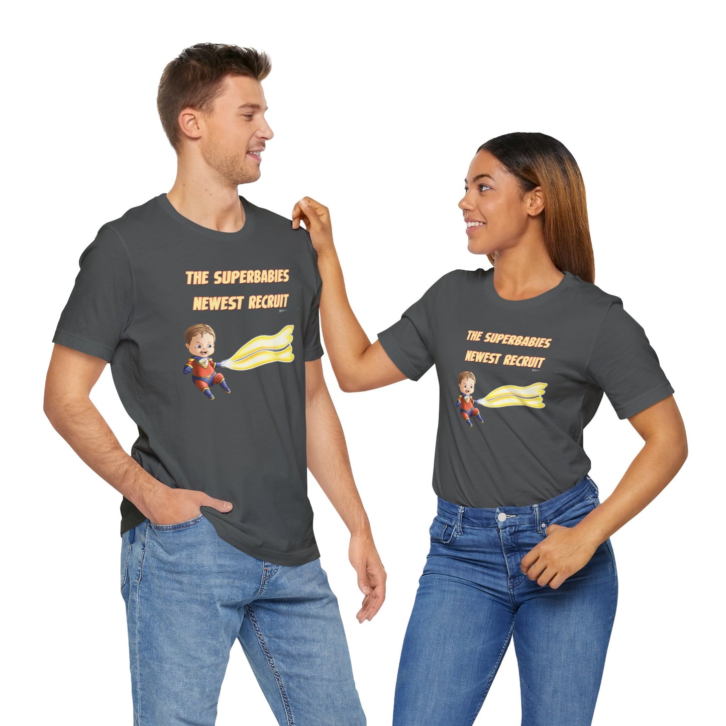 SUPERBABIES NEWEST RECRUIT (Sketchy)- ICONIC EARTH STUDIOS Adult Unisex Jersey . Short Sleeve Tee (USA)