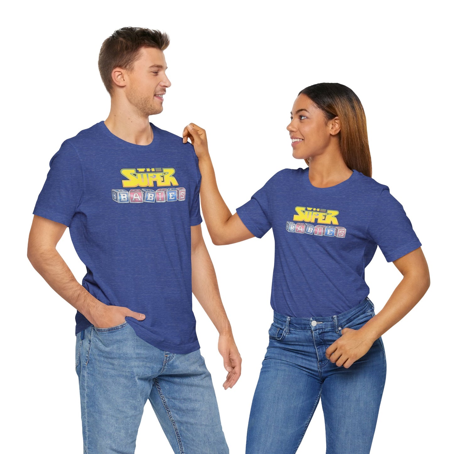 THE SUPERBABIES (YELLOW/PINK/BLUE) - ICONIC EARTH STUDIOS Adult Unisex Jersey Short Sleeve Tee (USA)
