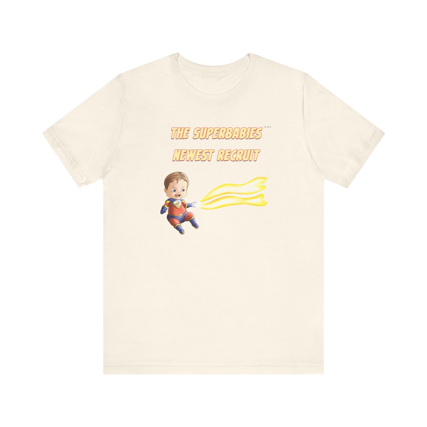 SUPERBABIES NEWEST RECRUIT (Sketchy)- ICONIC EARTH STUDIOS Adult Unisex Jersey . Short Sleeve Tee (USA)